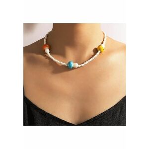 Colier auriu - cu perlute si piese in forma de ciupercute - Justina C12 - imagine