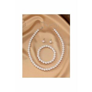 Set colier - bratara si cercei - argintiu - cu perle - Aija C24 imagine
