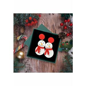 Cercei albi - forma de om de zapada - plus cutie cadou - Snowman C23 imagine