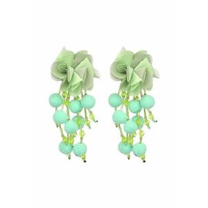 Cercei verzi - cu floare si Pom-Pom - Salmine C2 - imagine