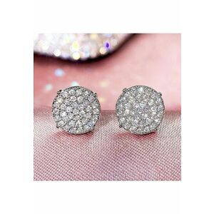 Cercei argintii - rotunzi - cu pietre din zirconiu - Paco C7 - imagine