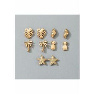 Set 5 perechi cercei - aurii - tema exotica - Odethe C9 - imagine