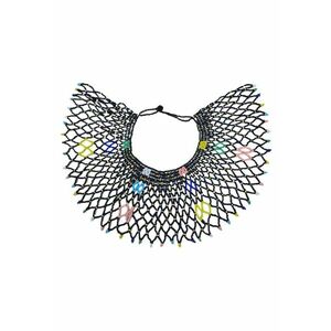 Colier negru - lat - impletit - din margelute - Oligera C13 imagine