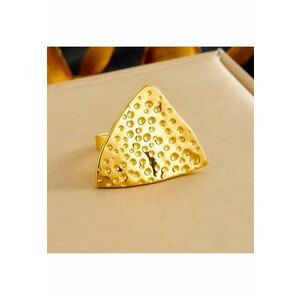 Inel auriu - reglabil - din otel inoxidabil - suflat cu aur 18k - forma de triunghi - Clea C4 imagine