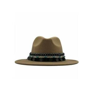 Palarie dama - bej - cu accesoriu cu banuti - Minja - imagine