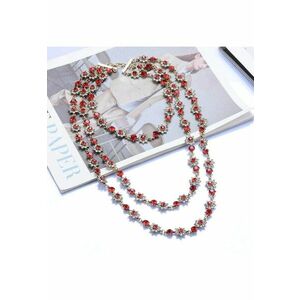 Colier in 3 straturi - auriu - cu pietre rosii - Lusie C9 - imagine