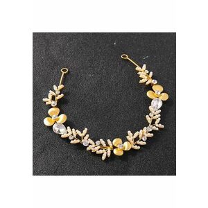Accesoriu de par - auriu - modelator - cu floricele si perlute - Elvina C15 - imagine