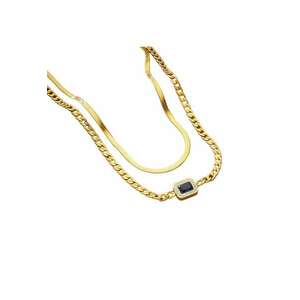 Colier auriu - in 2 straturi - cu zale si pietre - Dave C5 - imagine