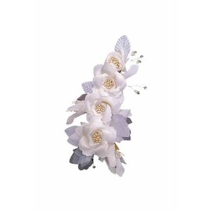Accesoriu par - argintiu - cu flori albe - 25 cm - Mia C9 imagine