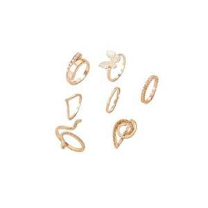 Set 7 inele - aurii - cu sarpe si perlute - Malena C17 - imagine