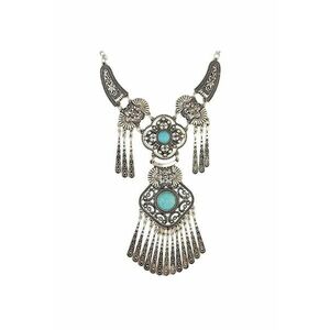 Colier argintiu - cu pietre turquoise - Sarika C12 - imagine