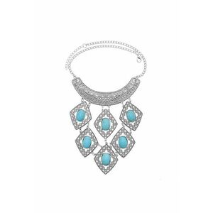 Colier argintiu - cu pietre turquoise - Sarah C12 - imagine
