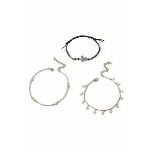 Set 3 bratari de picior - argintii - cu stelute - Duncan C3 - imagine