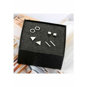 Set 4 perechi cercei - argintii - forme geometrice - Oddny C8 - imagine