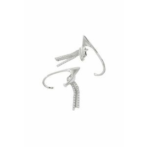 Cercei ear cuff - argintii - cu franjuri si pietre - Dafne C3 - imagine