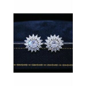 Cercei rotunzi - argintii - cu pietre din zirconiu - Nordis C5 - imagine