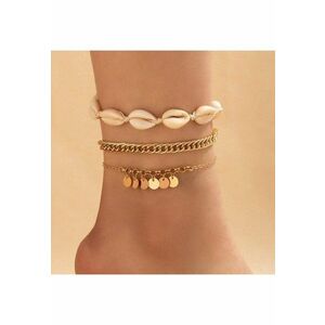 Set 3 bratari de picior - aurii - cu banuti si scoici - Georgina C33 - imagine