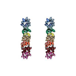 Cercei lungi cu pietre colorate Alpree C4 - Aliaj metalic - Multicolor imagine