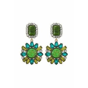 Cercei aurii - forma de floare - cu pietre verzi - Sophine C6 - imagine