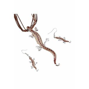 Set colier si cercei - maro - cu soparla - Kathina C6 - imagine