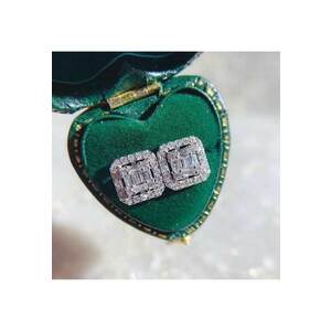 Cercei argintii - patrati - cu pietre din zirconiu - Aldis C13 - imagine