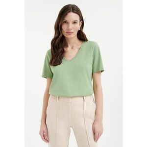 Tricou de bumbac cu decolteu in V imagine