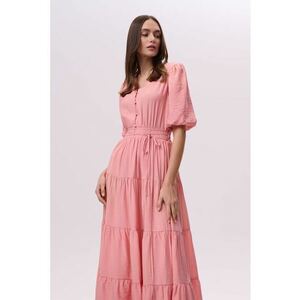 Rochie lunga cu volane si croiala A imagine