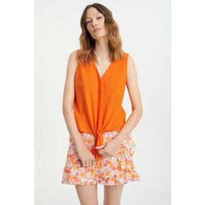 Camasa din amestec de in fara maneci cu decolteu in V imagine