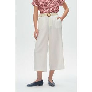 Pantaloni culotte din amestec de in cu curea imagine