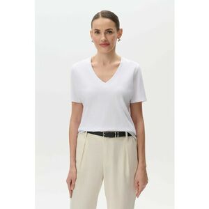 Tricou de bumbac cu decolteu in V imagine