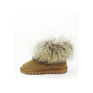 Ghete din piele naturala camel cu blanita Carina 19 14078 imagine