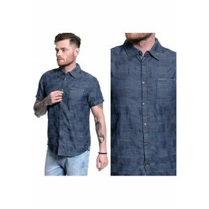 Camasa Barbati - Chris Kc Patchwork - Material: 100% Bumbac - Croi: Slim Fit - Inchidere: Nasturi - Numar Buzunare: 1 - M Intl - Albastru imagine