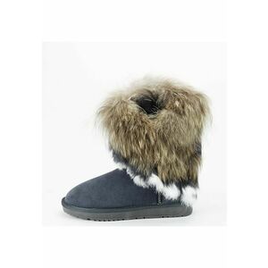 Cizme gri din piele naturala cu blanita naturala 8013 111 15668 imagine