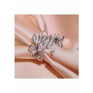 Inel argintiu - cu frunzulite si pietre din zirconiu - Soffy C11 - 8 (circumferinta: 57 mm) imagine