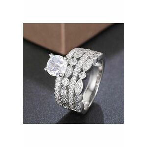 Inel argintiu - in straturi multiple - cu pietre din zirconiu - Folmar C2 - 7 (circumferinta: 54.5 mm) imagine