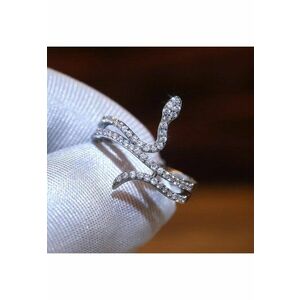 Inel argintiu - forma de sarpe - cu pietre din zirconiu - Sigga C21 - 7 (circumferinta: 54.5 mm) imagine