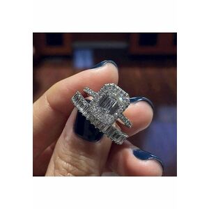 Set 2 inele argintii - cu pietre din zirconiu - Josefa C9 - 8 (circumferinta: 57 mm) imagine