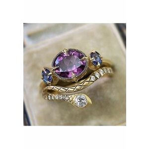 Set 2 inele aurii - forma de sarpe - cu pietre din zirconiu - Soila C17 - 6 (circumferinta: 51.9 mm) imagine