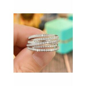 Inel argintiu - in straturi multiple - cu pietre din zirconiu - Sofia C11 - 7 (circumferinta: 54.5 mm) imagine