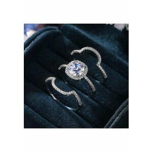 Set 3 inele argintii - cu pietre din zirconiu - Rinda C11 - 6 (circumferinta: 51.9 mm) imagine