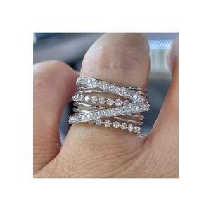 Inel argintiu - in straturi multiple - cu pietre din zirconiu - Franka C11 - 7 (circumferinta: 54.5 mm) imagine