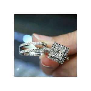 Set 2 inele argintii - cu pietre din zirconiu - Jara C23 - 6 (circumferinta: 51.9 mm) imagine