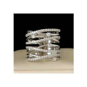 Inel argintiu - in straturi multiple - cu pietre din zirconiu - Magrete C1 - 6 (circumferinta: 51.9 mm) imagine