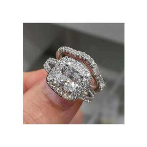 Set 2 inele argintii - cu pietre din zirconiu - Clarice C2 - 8 (circumferinta: 57 mm) imagine