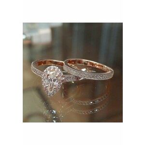 Set 2 Inele rose gold - cu pietre din zirconiu - Mindie C1 - 5 (circumferinta: 49.3 mm) imagine