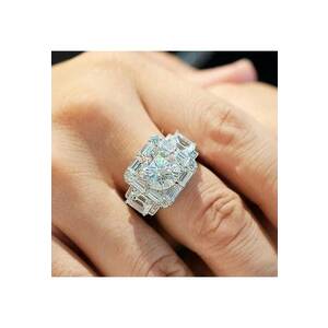 Inel argintiu - masiv - cu pietre din zirconiu - Rhea C4 - 7 (circumferinta: 54.5 mm) imagine