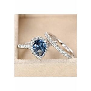 Set 2 inele argintii - cu pietre din zirconiu - Ria C9 - 8 (circumferinta: 57 mm) imagine