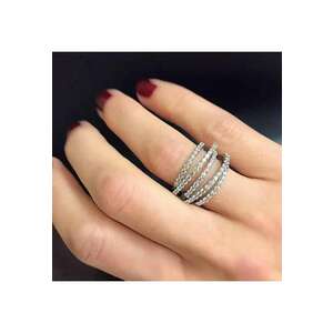 Inel argintiu - in straturi multiple - cu pietre din zirconiu - Peder C9 - 8 (circumferinta: 57 mm) imagine