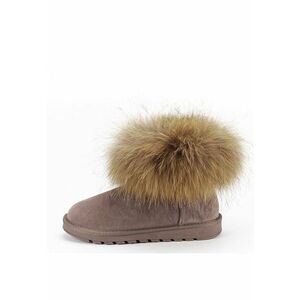 Ghete din piele naturala kaki cu blanita Carina 19 15878 imagine