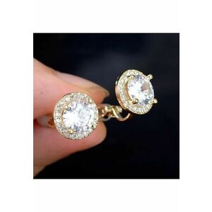 Cercei aurii - cu pietre din zirconiu si clips - Cara C1 imagine